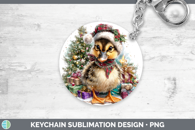 Farm Christmas Santa Duck Keychain Sublimation Keyring Desig
