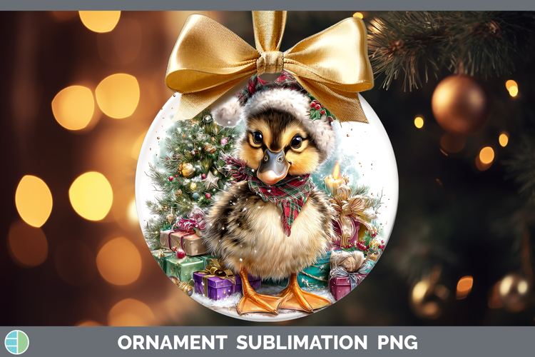 Farm Christmas Santa Duck Ornament Sublimation Bauble Design