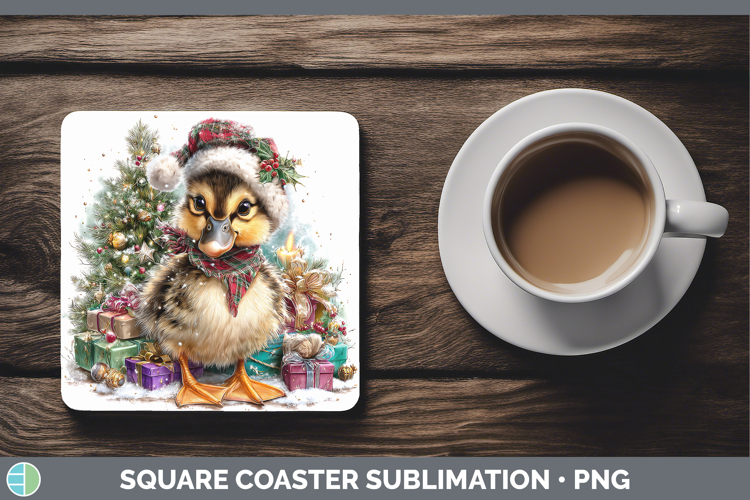 Farm Christmas Santa Duck Square Coaster Sublimation Coaster