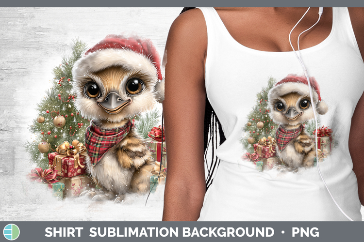 Farm Christmas Santa Emu Shirt Sublimation Background Design