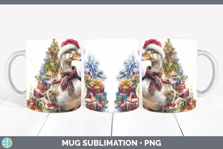 Farm Christmas Santa Goose Mug Wrap Sublimation Coffee Cup D