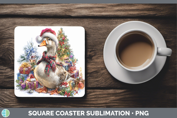 Farm Christmas Santa Goose Square Coaster Sublimation Coaste