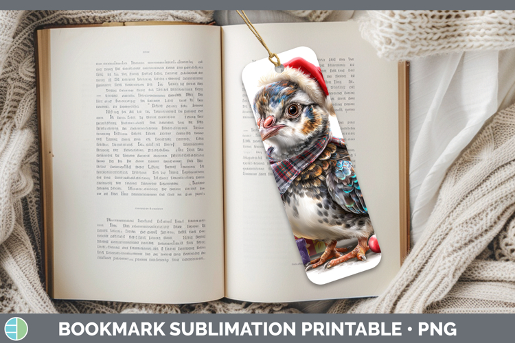 Farm Christmas Santa Guinea Hen Bookmark Sublimation Printab