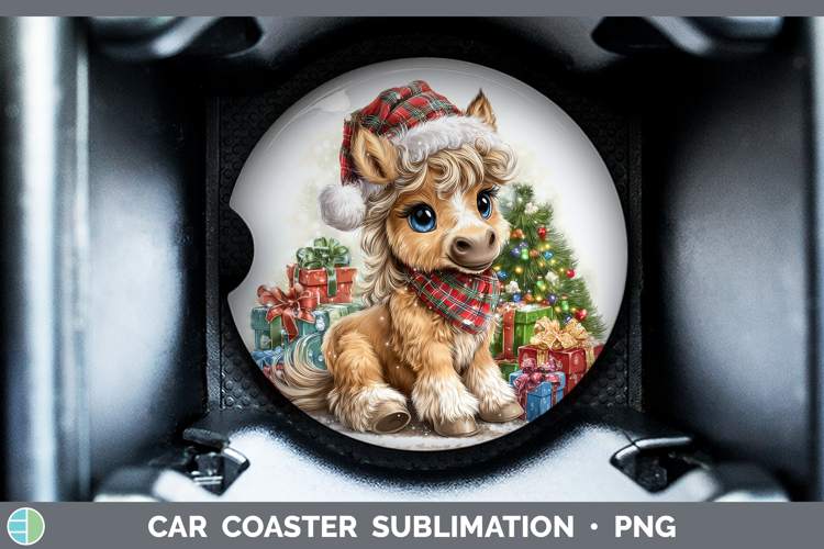 Farm Christmas Santa Horse Car Coaster Sublimation Designs