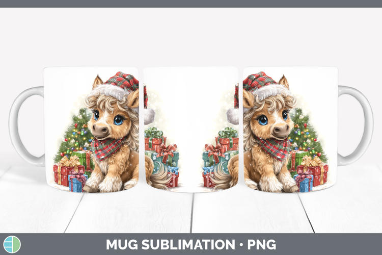 Farm Christmas Santa Horse Mug Wrap Sublimation Coffee Cup D