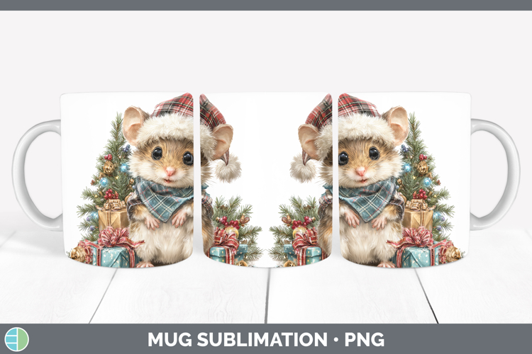 Farm Christmas Santa Mouse Mug Wrap Sublimation Coffee Cup D