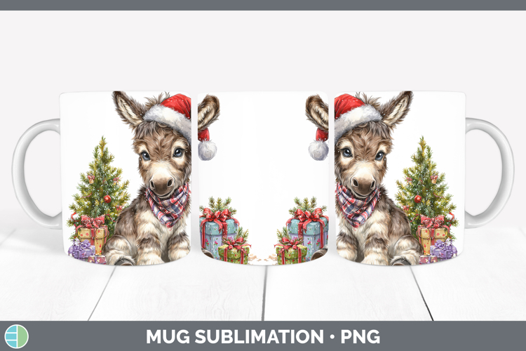 Farm Christmas Santa Mule Mug Wrap Sublimation Coffee Cup De