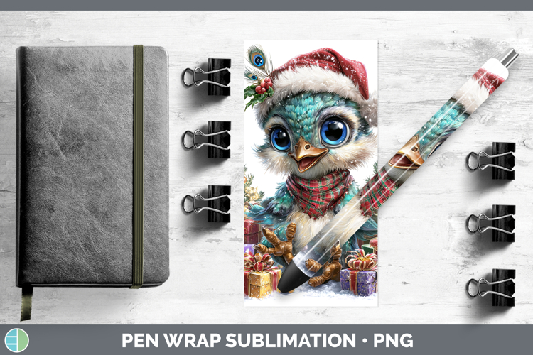 Farm Christmas Santa Peacock Pen Wrap Sublimation Pen Design