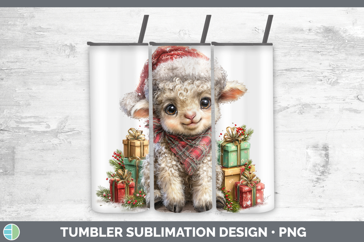 Farm Christmas Santa Sheep Tumbler Sublimation 20 oz Skinny
