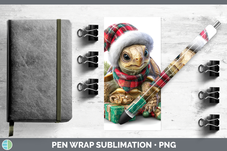 Farm Christmas Santa Tortoise Pen Wrap Sublimation Pen Desig