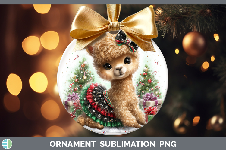 Farm Cute Christmas Alpaca Ornament Sublimation Bauble Desig