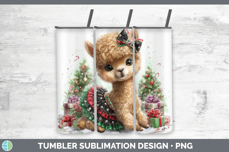 Farm Cute Christmas Alpaca Tumbler Sublimation 20 oz Skinny