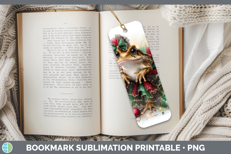 Farm Cute Christmas Bullfrog Bookmark Sublimation Printable