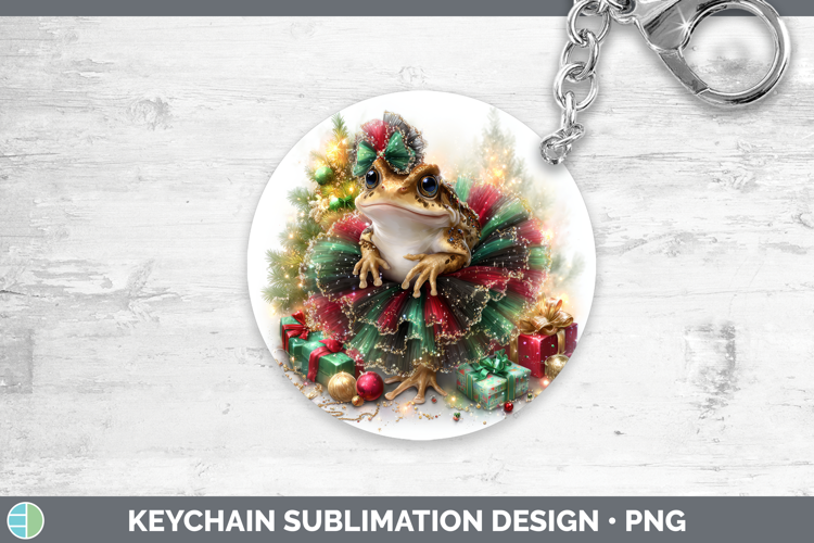 Farm Cute Christmas Bullfrog Keychain Sublimation Keyring De