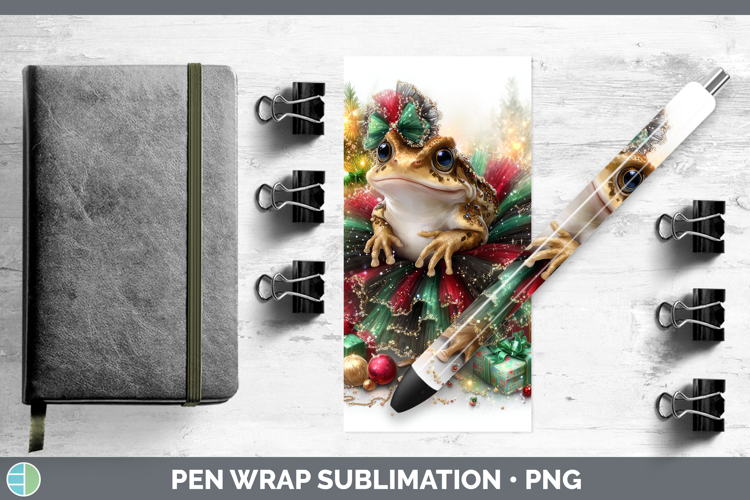 Farm Cute Christmas Bullfrog Pen Wrap Sublimation Pen Design