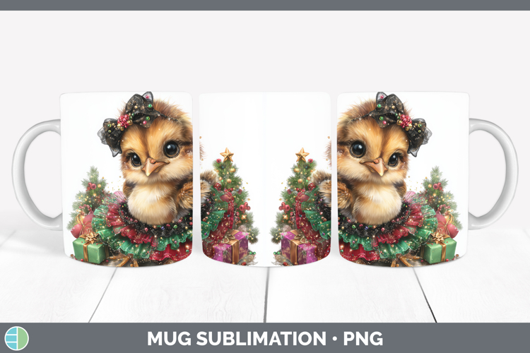 Farm Cute Christmas Chicken Mug Wrap Sublimation Coffee Cup