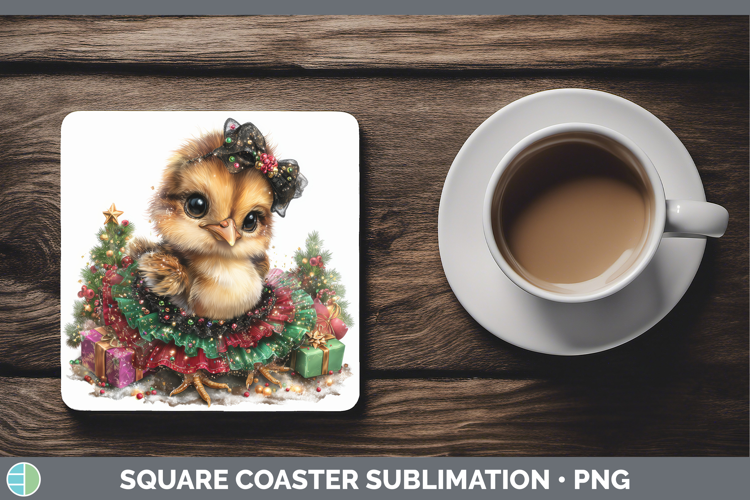 Farm Cute Christmas Chicken Square Coaster Sublimation Coast