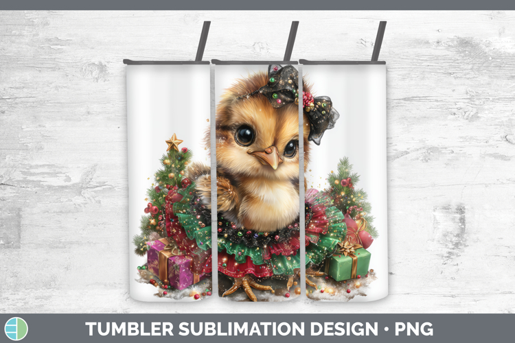 Farm Cute Christmas Chicken Tumbler Sublimation 20 oz Skinny