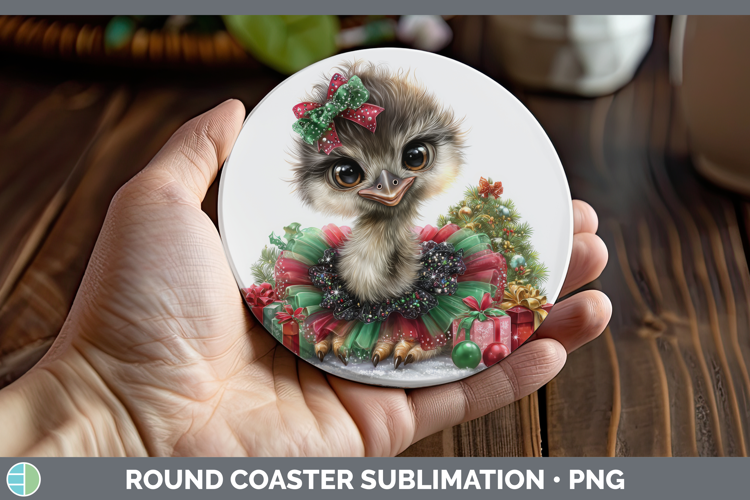 Farm Cute Christmas Emu Round Coaster Sublimation Coaster De