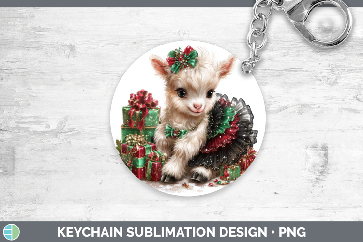 Farm Cute Christmas Goat Keychain Sublimation Keyring Design