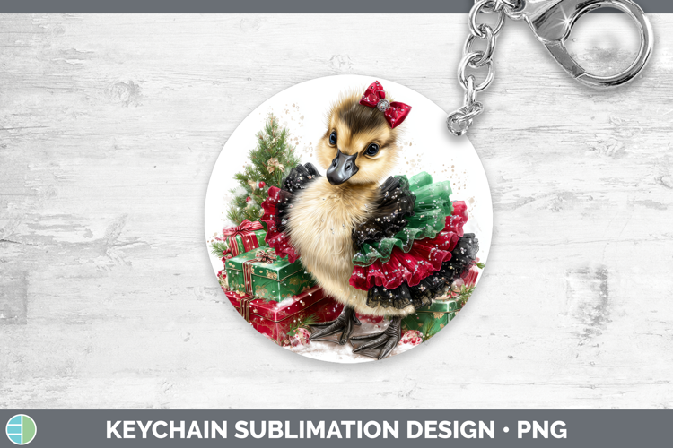 Farm Cute Christmas Goose Keychain Sublimation Keyring Desig