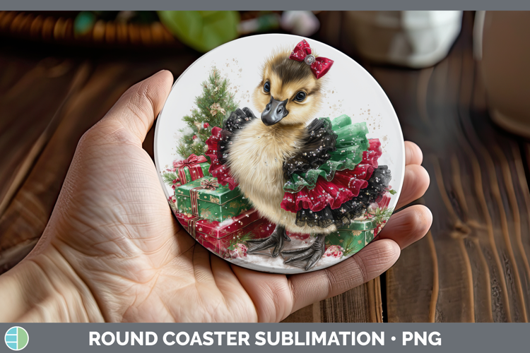 Farm Cute Christmas Goose Round Coaster Sublimation Coaster