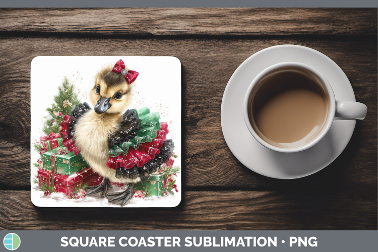 Farm Cute Christmas Goose Square Coaster Sublimation Coaster