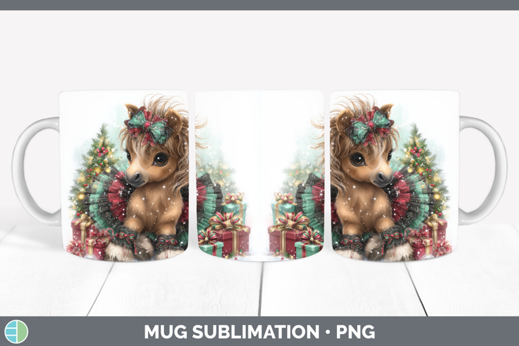 Farm Cute Christmas Horse Mug Wrap Sublimation Coffee Cup De