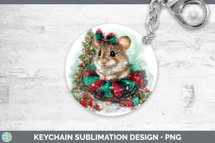 Farm Cute Christmas Mouse Keychain Sublimation Keyring Desig