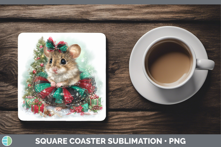 Farm Cute Christmas Mouse Square Coaster Sublimation Coaster