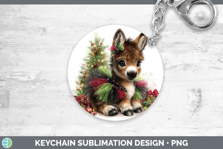 Farm Cute Christmas Mule Keychain Sublimation Keyring Design