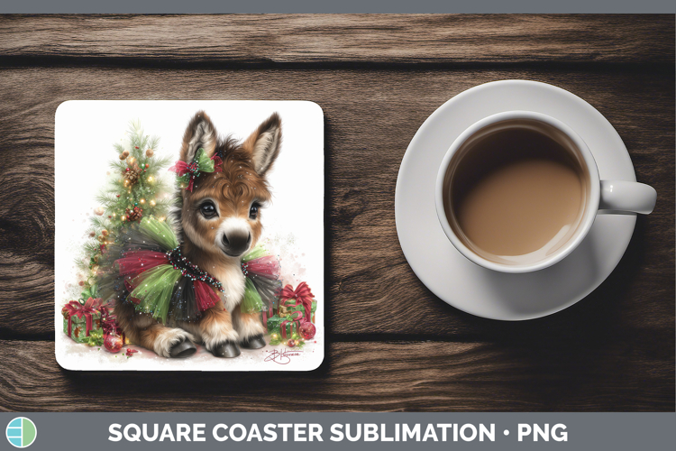 Farm Cute Christmas Mule Square Coaster Sublimation Coaster