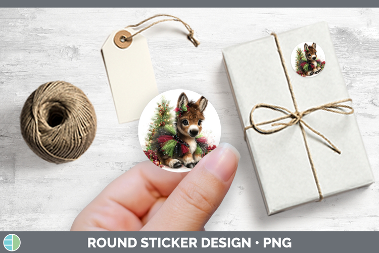 Farm Cute Christmas Mule Stickers | Round Labels Designs