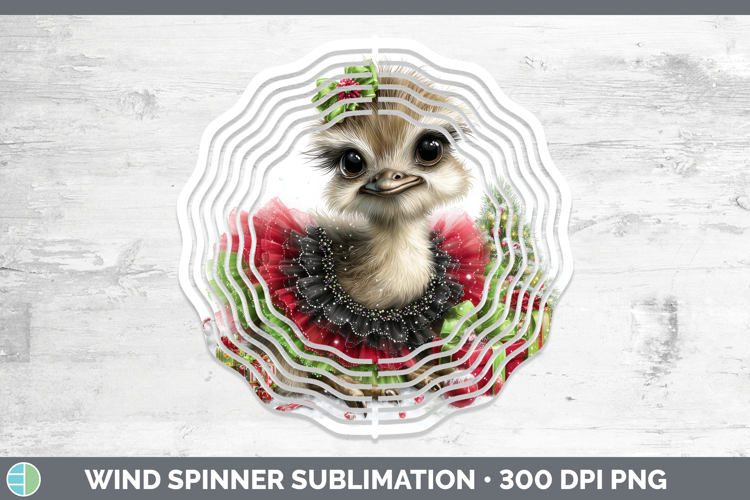 Farm Cute Christmas Ostrich Wind Spinner Sublimation Spinner
