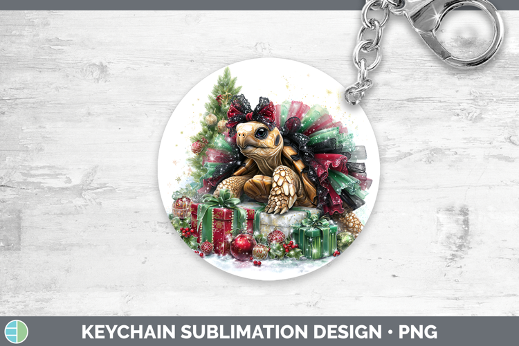 Farm Cute Christmas Tortoise Keychain Sublimation Keyring De