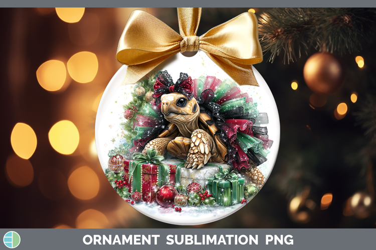 Farm Cute Christmas Tortoise Ornament Sublimation Bauble Des