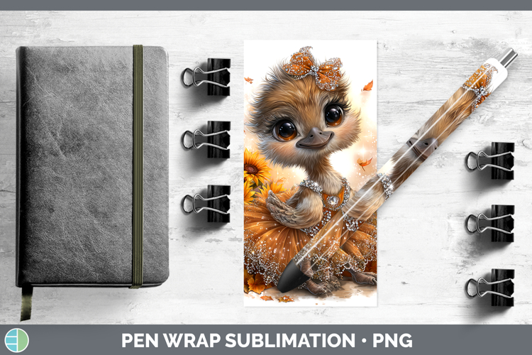 Emu Farm Cute Thanksgiving Pen Wrap Sublimation Design