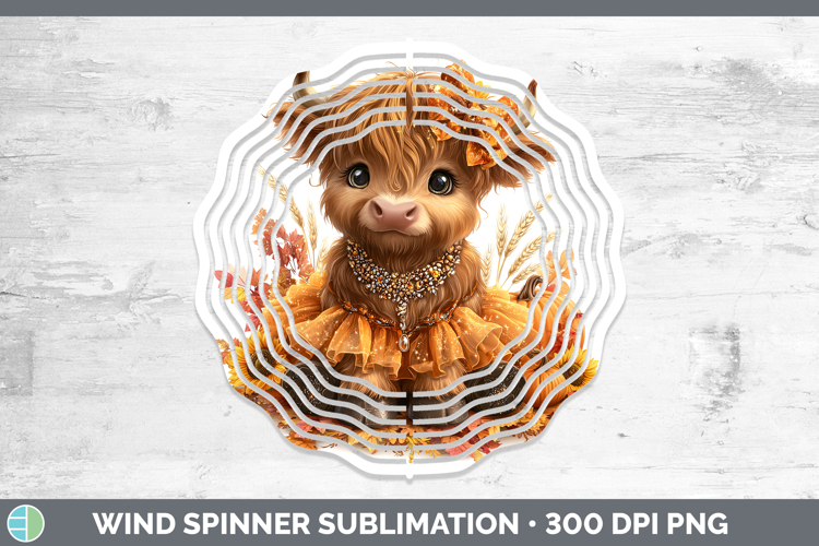 Highland Cow Farm Cute Thanksgiving Wind Spinner Sublimation