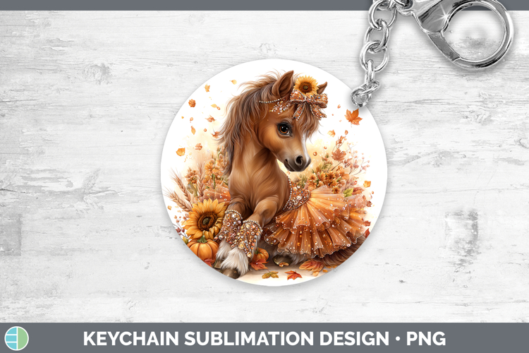 Horse Farm Cute Thanksgiving Keychain Sublimation Design