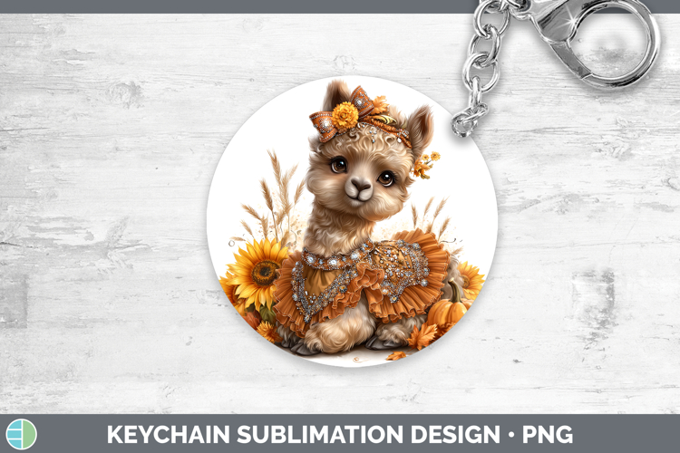 LLama Farm Cute Thanksgiving Keychain Sublimation Design