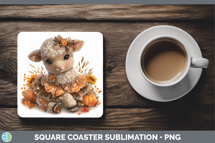 Sheep Farm Cute Thanksgiving Square Coaster Sublimation Desi