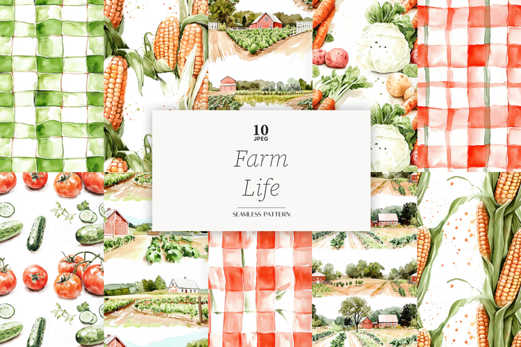 Farm Digital Paper Pattern Bundle | Vegetables Background