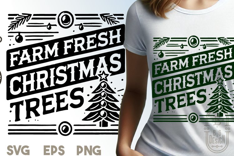 Farm Fresh Christmas Tree Sign Illustration SVG File