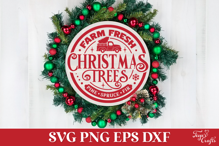 Farm Fresh Christmas Trees Round SVG Ornament
