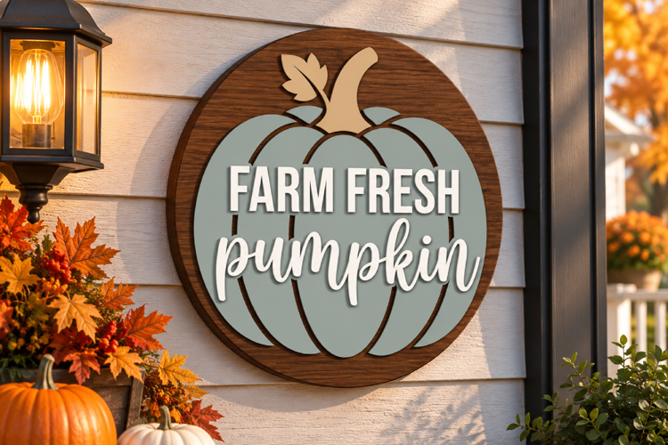 Farm Fresh Pumpkin Door Hanger SVG, Laser Cut Files SVG