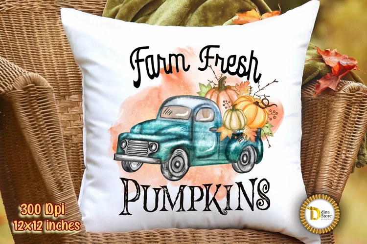 Farm Fresh Pumpkins - Watercolor Fall Truck