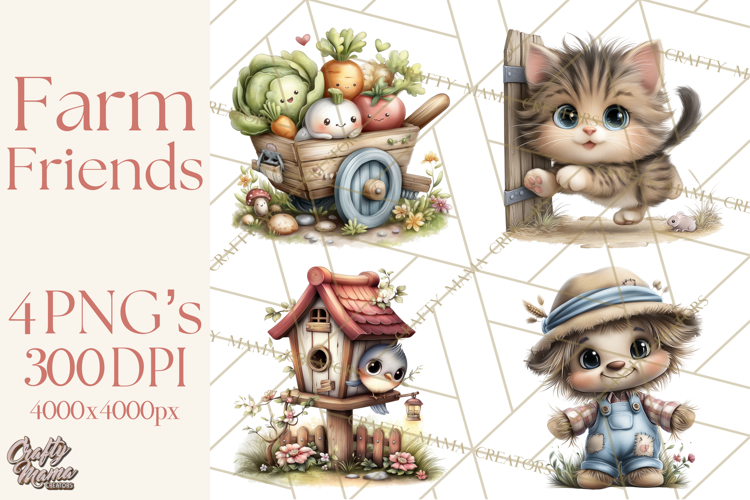 Farm Animals Clipart, Barnyard Friends PNG Cute Farm Clipart