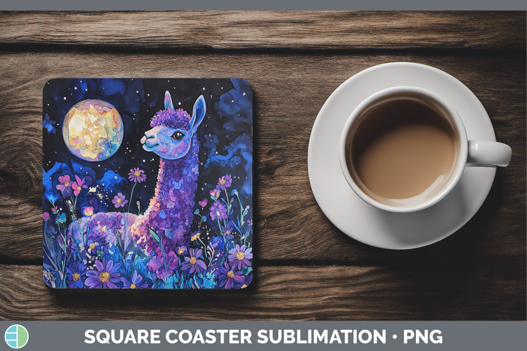 Farm Galaxy Alpaca Square Coaster Sublimation Coaster Design