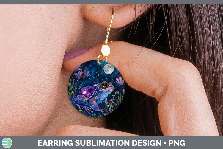 Farm Galaxy Bullfrog Round Earrings Sublimation Earrings Des