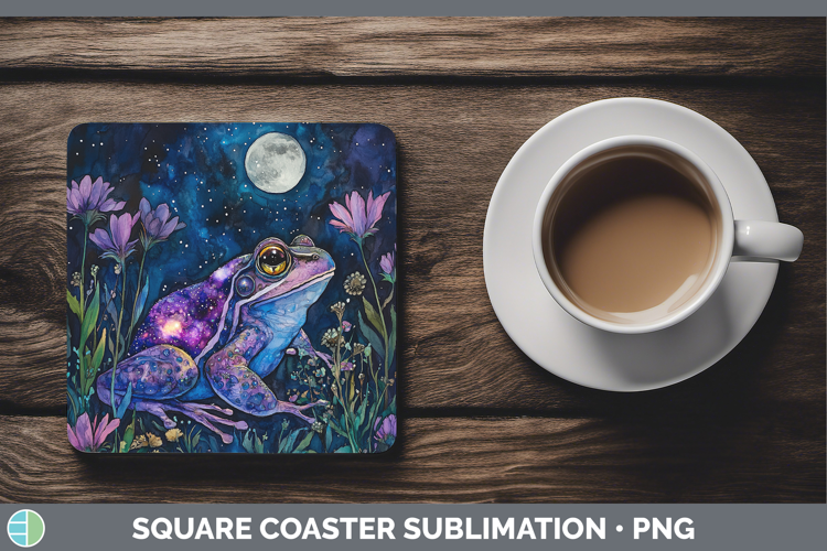 Farm Galaxy Bullfrog Square Coaster Sublimation Coaster Desi